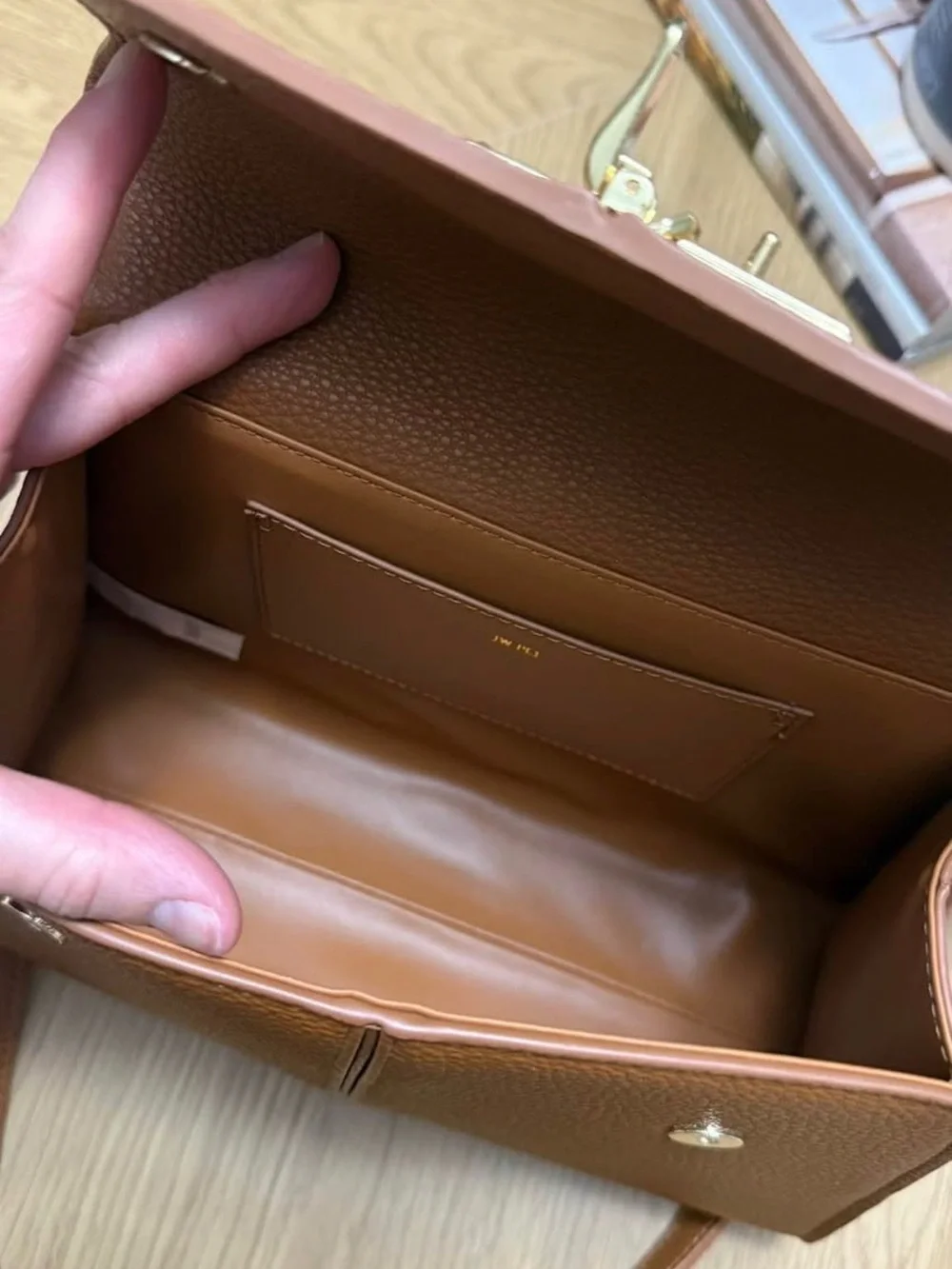 JW PEI Structured Top-Handle Satchel in Cognac